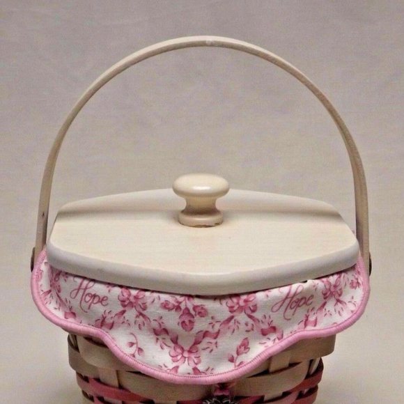 Longaberger 2001 HOH / ACS Basket Combo, with Liner, Protector, Lid and Tie-On - Picture 2 of 13